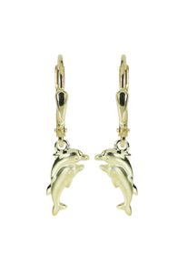 Paar Ohrh&auml;nger OSTSEE-SCHMUCK "OSTSEE-SCHMUCK Ohrh&auml;nger Delphinpaar Ohrh&auml;nger Delphinpaar", gelb (wei&szlig;, neutral), Ohrringe, Damen, 25 x 6mm, Gelbgold 333, Paar Ohrh&auml;nger