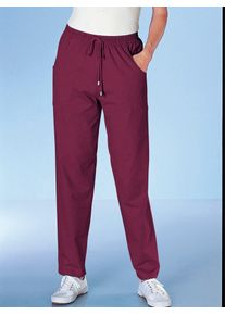 Relaxhose, Damen, Gr. 46, Normalgr&ouml;&szlig;en, rot (bordeaux), 95% Baumwolle, 5% Elasthan, unifarben, lang, Hosen Relaxhose