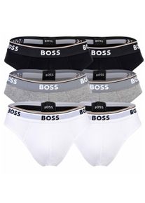 Slip BOSS "Slip Briefs 3P Power 6er Pack", Herren, Gr. L, bunt (wei&szlig;, grau, schwarz), Obermaterial: 95% Baumwolle CO. 5% Elasthan EL., Unterhosen Slip