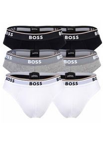 Slip BOSS "Slip Briefs 3P Power 6er Pack", Herren, Gr. M, bunt (wei&szlig;, grau, schwarz), Obermaterial: 95% Baumwolle CO. 5% Elasthan EL., Unterhosen Slip
