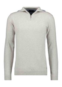 Rundhalspullover Ragman, Herren, Gr. 54, grau (hellgrau), Strick, 95% Baumwolle 5% Kaschmir, hoch geschlossener Ausschnitt, Pullover Rundhalspullover