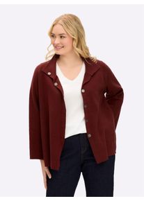 Cardigan sheego, Damen, Gr. 44/46, kirsche, meliert, 50% Viskose, 28% Polyester, 22% Polyamid, meliert, Strickjacken Cardigan