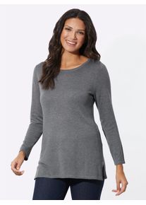 Longpullover Classic Basics "Longpullover", Damen, Gr. 48, grau (grau, meliert), 40% Viskose, 30% Polyamid, 25% Polyester, 5% Kaschmir, meliert, Pullover Longpullover