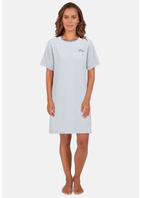 Nachthemd Tom Tailor "Westport", Damen, Gr. 36 (S), N-Gr, blau, Single Jersey, Obermaterial: 95% Baumwolle, 5% Elasthan, bequem kniefrei, Rundhals, Kleider Nachthemd, Streifendesign, Kurzarm, Rundhalsausschnitt, Baumwollmix, atmungsaktiv