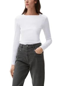 Langarmshirt s.Oliver, Damen, Gr. 34, wei&szlig;, Jersey, Obermaterial: 100% Baumwolle, unifarben, regular fit h&uuml;ftlang, U-Boot-Ausschnitt, gerader Abschluss, Shirts Langarmshirt, mit U-Boot-Ausschnitt, Topseller