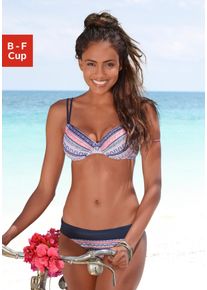 B&uuml;gel-Bikini-Top s.Oliver "Barcelona", Damen, Gr. 40, Cup C, bunt (blau, ros&eacute;, gestreift), Polyamid, Ethnomuster, kontrastfarbene Details, Bikini-Oberteile B&uuml;gel-Bikini-Top, mit modernem Ethno-Print