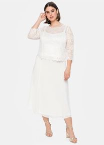 Sommerrock sheego, Damen, Gr. 58, wei&szlig; (sanftes wei&szlig;), 100% Polyester, unifarben, wadenlang, R&ouml;cke Sommerrock