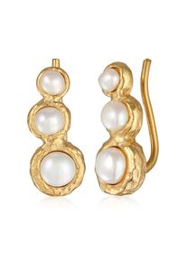Paar Ohrstecker Elli "Ohrringe Earclimber S&uuml;&szlig;wasserperlen 925 Silber" Gr. 8,5, gold, Ohrringe, Damen, ohne Stein, Silber 925 (Sterlingsilber), Paar Ohrstecker