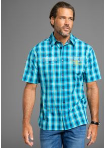 MAN'S WORLD Kurzarmhemd MAN'S WORLD, Herren, Gr. M (39/40), N-Gr, blau (t&uuml;rkis, blau kariert), Web, Obermaterial: 100% Baumwolle, comfort fit, Hemden Kurzarmhemd, Kurzarmhemd in bequemer Passform, Topseller