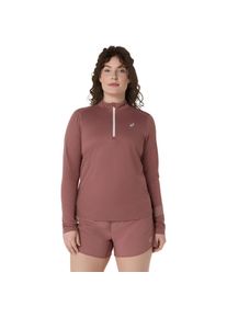 Laufshirt asics "asics ICON 1/2 ZIP LS TOP", Damen, Gr. XS, rot (rubble rot), Obermaterial: 100% Polyester, Shirts Laufshirt
