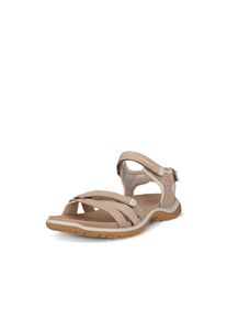 Trekkingsandale Ecco "Ecco OFFROAD ROAM W", Damen, Gr. 42, grau (taupe), Leder, Schuhe Trekkingsandale, Outdoorschuh, Sommerschuh, Freizeitsandale, mit Klettverschl&uuml;ssen