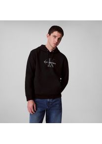 Kapuzensweatshirt Calvin Klein Jeans "400GSM TERRY MONOLOGO HOODIE", Herren, Gr. XL, schwarz, Sweatware, Obermaterial: 90% Baumwolle, 10% Polyester, unifarben, regular fit normal, Rundhals, eingesetzt Rippb&uuml;ndchen, Sweatshirts Kapuzensweatshirt, Mit Rundhalsausschnitt