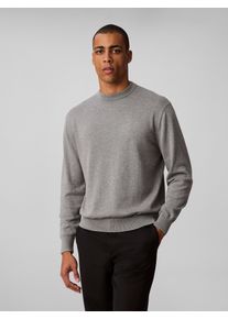 Strickpullover Calvin Klein Jeans "LS EZ COTTON CREWNK SWEATER 12GG", Herren, Gr. XL, grau (medium grau htr), Strick, Obermaterial: 100% Baumwolle, meliert, l&auml;ssig geschnitten normal, Rundhals, angeschnitten Rippb&uuml;ndchen, Pullover Strickpullover, Mit Rundhalsausschnitt