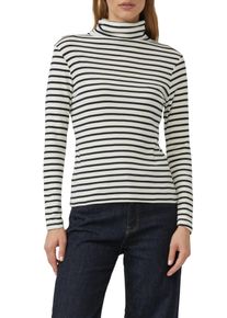 Rollkragenshirt s.Oliver, Damen, Gr. 38, blau, Web, Obermaterial: 100% Baumwolle, gestreift, regular fit normal, ohne Ausschnitt, gerader Abschluss, Shirts Rollkragenshirt, mit Streifen Muster