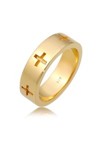 Silberring Elli "Ring Kreuz Cut Out Bandring Religi&ouml;s Glaube 925 Silber" Gr. 52, gold, Fingerringe, Damen, 52, Silber 925 (Sterlingsilber), Silberring