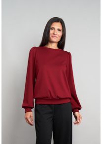 Langarmshirt Seidel Moden "Exklusiv bei OTTO", Damen, Gr. 44, rot (bordeaux), Jersey, Obermaterial: 50% Polyester, 45% Viskose, 5% Elasthan, unifarben, Basic, normal h&uuml;ftbedeckend, Rundhals, B&uuml;ndchen, Shirts Langarmshirt, mit Puff&auml;rmel - MADE IN GERMANY