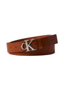 Lederg&uuml;rtel Calvin Klein "CK BUCKLE SMOOTH 35MM", Herren, Gr. 85, ck cognac, pewter, Web, B&uuml;ffelleder, unifarben, G&uuml;rtel Lederg&uuml;rtel, Gr&ouml;&szlig;enverstellbar mit Metallschlie&szlig;e