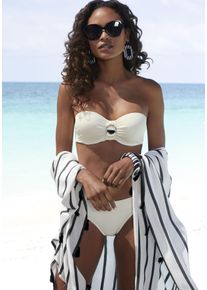 B&uuml;gel-Bandeau-Bikini JETTE, Damen, Gr. 44, Cup D, wei&szlig;, Microfaser, Microfaser, Polyamid, unifarben, Bikini-Sets B&uuml;gel-Bandeau-Bikini, mit modischer Schnalle