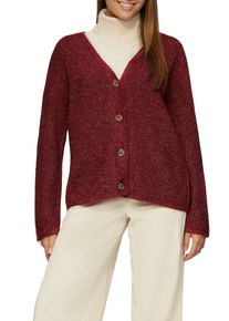 Strickjacke s.Oliver, Damen, Gr. 46, lila (cranberry), Strick, Obermaterial: 59% Baumwolle, 37% Polyacryl, 4% Wolle, meliert, unifarben, bequem h&uuml;ftbedeckend, V-Ausschnitt, Strickjacken Strickjacke, mit Knopfleiste und V-Ausschnitt