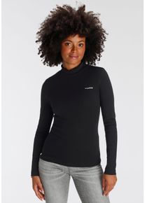 Longsleeve Kangaroos, Damen, Gr. 52/54, schwarz, Rippware, Obermaterial: 100% Baumwolle, kontrastfarbene Details, unifarben, Basic, sehr figurbetont h&uuml;ftbedeckend, Shirts Longsleeve, Langarm, sehr figurbetont, unifarben, Stehkragen