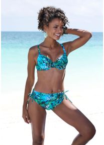 B&uuml;gel-Bikini Vivance, Damen, Gr. 42, Cup D, blau (t&uuml;rkis bedruckt), Xtra Life LYCRA, bedruckt, Bikini-Sets B&uuml;gel-Bikini, mit seitlich regulierbaren Cups