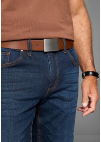 MAN'S WORLD Koppelg&uuml;rtel MAN'S WORLD, Herren, Gr. 11,5, braun (baileys), Rindsleder, unifarben, G&uuml;rtel Koppelg&uuml;rtel, mit zeitloser mattsilberne Koppelschlie&szlig;e bis Gr. 135 - NEW