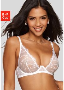 B&uuml;gel-BH Lascana "Gianna", Damen, Gr. 80, Cup D, wei&szlig;, Spitze, Obermaterial: 54% Polyamid, 46% Polyester, BHs B&uuml;gel-BH, aus leicht schimmernder Spitze in transparenter Optik, sexy Dessous