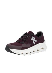 Plateausneaker RIEKER SPORT, Damen, Gr. 37, brombeere, Nubuklederimitat, Textil, kontrastfarbene Details, Schuhe Plateausneaker, Slip-on Sneaker, Halbschuh, Freizeitsneaker mit MemoSoft-Innensohle