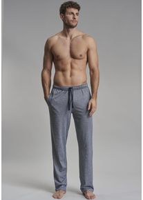 G&ouml;tzburg Pyjamahose G&Ouml;TZBURG "Upper West", Herren, Gr. 54 (XL), N-Gr, blau (blau, mittel, melange), Single Jersey, Obermaterial: 60% Baumwolle, 40% Polyester, meliert, relaxed fit lang, Hosen Pyjamahose, elastischer Bund, Baumwollmix, schnelltrocknend, Seitentaschen, locker