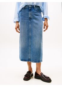 Jeansrock Tommy Hilfiger "DNM LANA MIDI HW SKIRT", Damen, Gr. 38, lana, Denim/Jeans, Obermaterial: 100% Lyocell, unifarben, normal wadenlang, R&ouml;cke Jeansrock
