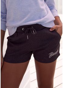Relaxshorts BENCH. LOUNGEWEAR, Damen, Gr. 44/46, N-Gr, grau (anthrazit meliert), Interlock, Graumeliert (Obermaterial): 54% Baumwolle, 46% Polyester, bestickt, meliert, unifarben, Basic, Basic kurz, Hosen Relaxshorts, mit kleiner gl&auml;nzenden Logostickerei, Loungewear