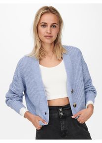 Strickjacke Only "ONLCAROL NICE L/S CARDIGAN KNT NOOS", Herren, Gr. S, blau (blau heron), Strick, Obermaterial: 100% Polyacryl, unifarben, regular fit h&uuml;ftlang, V-Ausschnitt, Rippb&uuml;ndchen, Strickjacken Strickjacke, Kunstfaser, regular fit