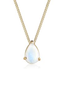 Silberkette Elli "Halskette Tropfen Mondstein Edelstein 925 Silber" Gr. 55, gold, Halsketten, Damen, 55, Silber 925 (Sterlingsilber), Silberkette