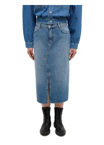 Jeansrock Mustang "EUREKA Denim", Damen, Gr. 31, blau (medium middle), Denim/Jeans, Obermaterial: 100% Baumwolle, unifarben, regular fit kniebedeckend, R&ouml;cke Jeansrock, mit einem Gehschlitz