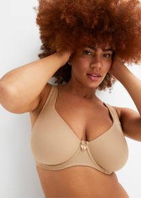 T-Shirt-BH bonprix "T-Shirt BH mit B&uuml;gel", Damen, Gr. 100, Cup H, beige (kreidebeige), Obermaterial: 80% Polyamid, 20% Elasthan. Futter: 80% Polyamid, 20% Elasthan, BHs T-Shirt-BH, elastisches Material aus Polyamid und Elasthan
