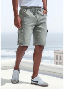 Shorts John Devin "Bermuda, kurze Jogger Pants", Herren, Gr. L (52/54), N-Gr, gr&uuml;n (khaki, denim), Jeans, Obermaterial: 65% Baumwolle, 33% Polyester, 2% Elasthan, unifarben, regular fit kurz, Hosen Shorts, mit Cargotaschen, knielang, elastische Schlupf-Bermuda