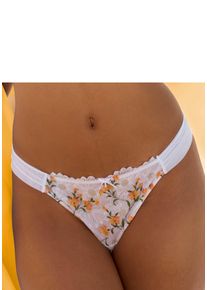 String Lascana, Damen, Gr. 44/46, orange (wei&szlig;, orange), Spitze, Obermaterial: 70% Polyamid, 20% Polyester, 10% Elasthan, Unterhosen String, aus zarter, floraler Stickereispitze, Topseller