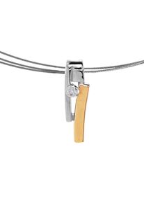 Kette mit Anh&auml;nger OSTSEE-SCHMUCK "- Gleiter-Sunny Exklusiv - Silber 925/000 & Gold 585/000 - Zirkonia" Gr. 45, silber (silber 925, silberfarben, wei&szlig;), Schmuck_Sets, Damen, 45, Silber 925 (Sterlingsilber), Kette mit Anh&auml;nger