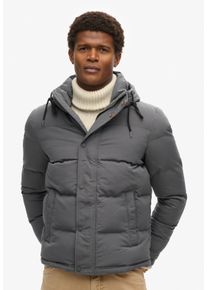 Steppjacke Superdry "Everest Hooded Puffer Jacket", Herren, Gr. L, schwarz (charcoal), Web, Obermaterial: 100% Polyester, unifarben, loose fit, Jacken Steppjacke