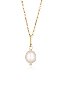 Silberkette Elli "Halskette Glasperle Anh&auml;nger Messing Goldfarben" Gr. 43, gold, Halsketten, Damen, 43, Messing, Silberkette