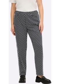 Jogger Pants sheego, Damen, Gr. 46, Normalgr&ouml;&szlig;en, schwarz, ecru, gemustert, 80% Polyester, 18% Viskose, 2% Elasthan, gemustert, mehrfarbig, Hosen Jogger Pants