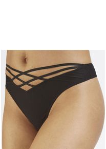 String Vivance, Damen, Gr. 32/34, schwarz, Microfaser, Obermaterial: 60% Polyamid, 35% Polyester, 5% Elasthan, Unterhosen String, mit verf&uuml;hrerischem B&auml;nderdetail