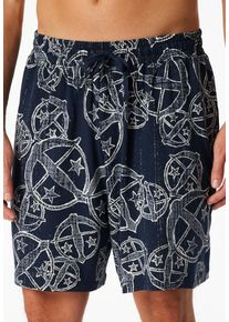 Pyjamashorts Schiesser "Schiesser 150 Years", Herren, Gr. 52, N-Gr, bunt (multicolor 2), Single Jersey, Obermaterial: 100% Baumwolle, bequem kniefrei, Hosen Pyjamashorts, seitliche Taschen, Allover-Druck, Baumwolle