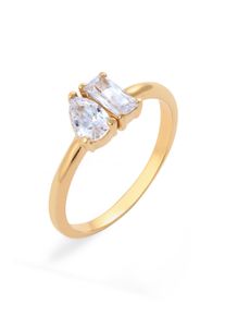 Silberring Elli "Ring Tropfen Zirkonia Wei&szlig; 925 Sterling Silber" Gr. 56, gold, Fingerringe, Damen, 56, Silber 925 (Sterlingsilber), Silberring