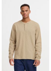 Langarmshirt Blend "BHIBRAT GRANDAD L/S", Herren, Gr. M, crockery, Single Jersey, Obermaterial: 100% Baumwolle, unifarben, regular fit normal, Rundhals, Shirts Langarmshirt