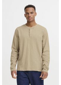 Langarmshirt Blend "BHIBRAT GRANDAD L/S", Herren, Gr. S, crockery, Single Jersey, Obermaterial: 100% Baumwolle, unifarben, regular fit normal, Rundhals, Shirts Langarmshirt