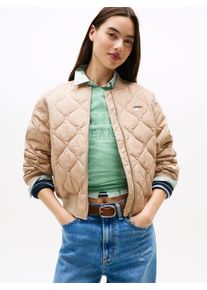 Bomberjacke Tommy Jeans "TJW QUILTED BOMBER", Damen, Gr. XL (42), malted milk, Web, Obermaterial: 100% Nylon, unifarben, regular fit, Rippb&uuml;ndchen, Jacken Bomberjacke