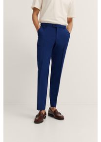 Anzughose Bugatti "Mix & Match", Herren, Gr. 50, Normalgr&ouml;&szlig;en, blau (360, blau), 75% Wolle, 22% Polyester, 3% Elasthan, unifarben, gerade, unten schmal, Hosen Anzughose, mit B&uuml;gelfalte & feiner Struktur