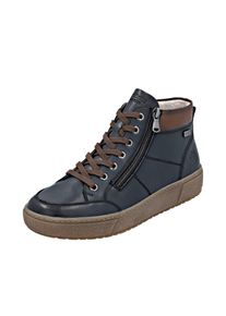 Plateausneaker Remonte, Damen, Gr. 36, dunkelblau, braun, Leder, Lederimitat, unifarben mit Farbeinsatz, Schuhe Plateausneaker, Winterstiefelette, Casual Boots mit wasserabweisender TEX-Membran
