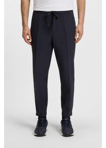Stretch-Hose BOSS Green "T Flex", Herren, Gr. 56, N-Gr, blau (dunkelblau402), Web, Obermaterial: 100% Polyester, unifarben, gerade, unten schmal lang, Hosen Stretch-Hose, mit elastischem Bund und Kordelzug Stretchhose Businesshose